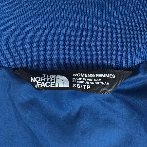 The North Face Anna Quilted Bomber Jacket Womens XS Blue Leopard Print Insulated - Picture 12 of 14